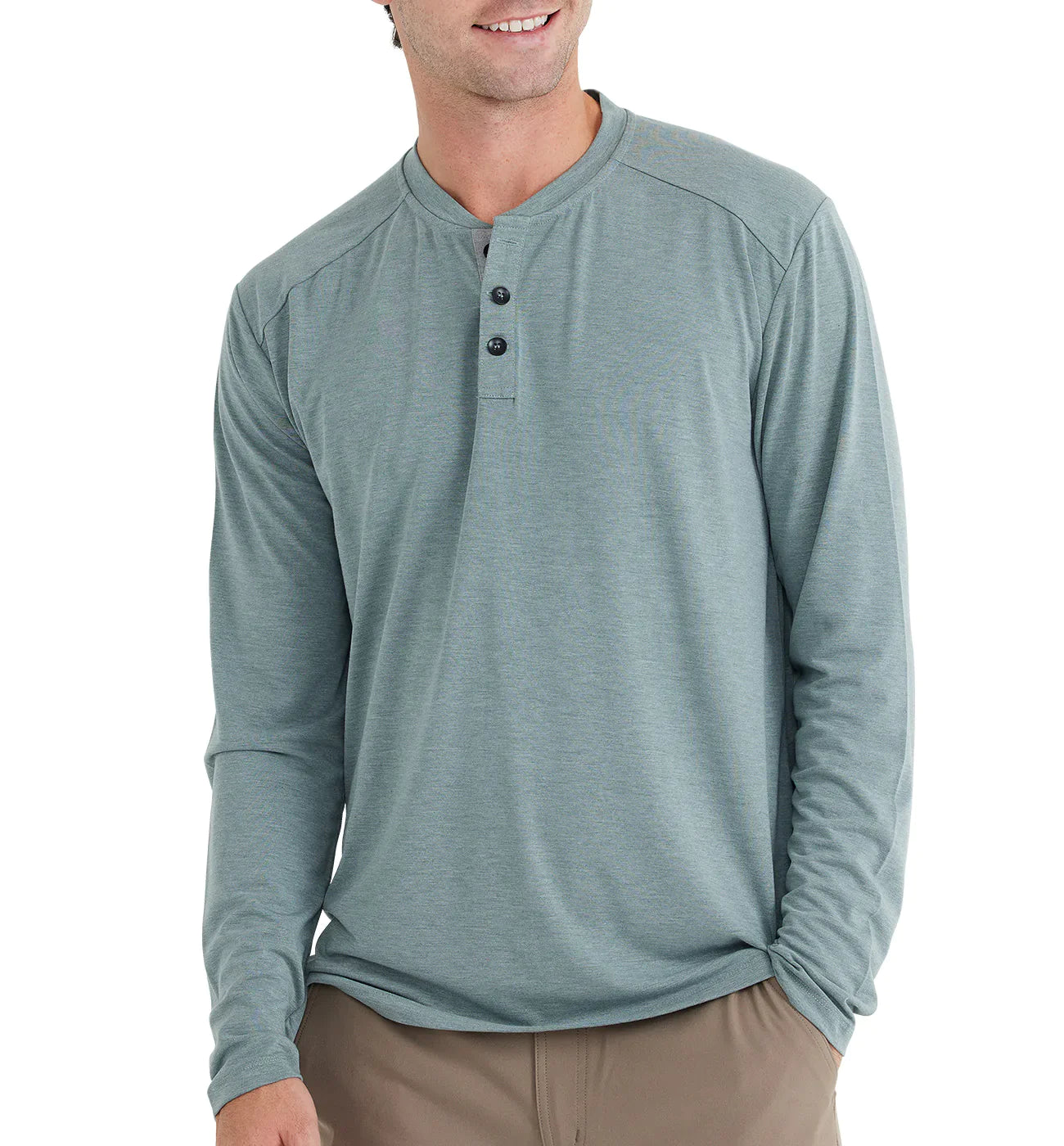 Free Fly Men's Bamboo Flex Henley - Heather Juniper