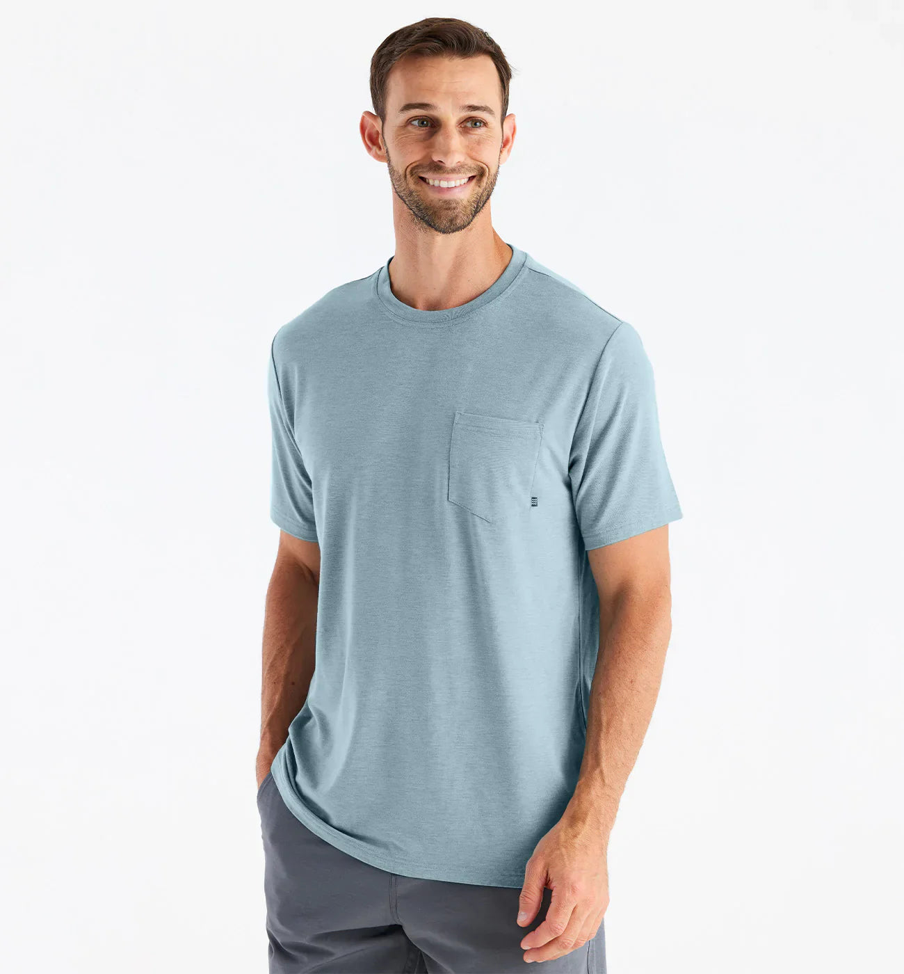 Free Fly Men's Bamboo Flex Pocket Tee - Heather Tide