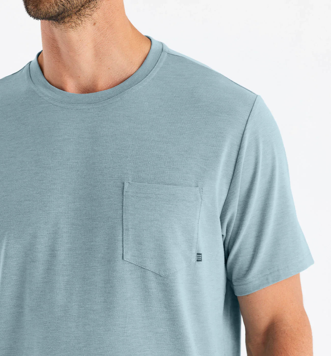 Free Fly Men's Bamboo Flex Pocket Tee - Heather Tide