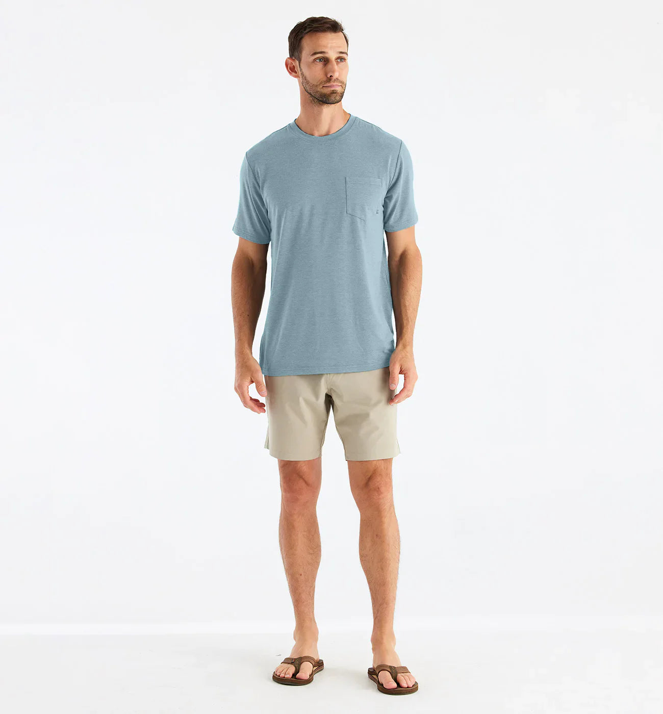 Free Fly Men's Bamboo Flex Pocket Tee - Heather Tide