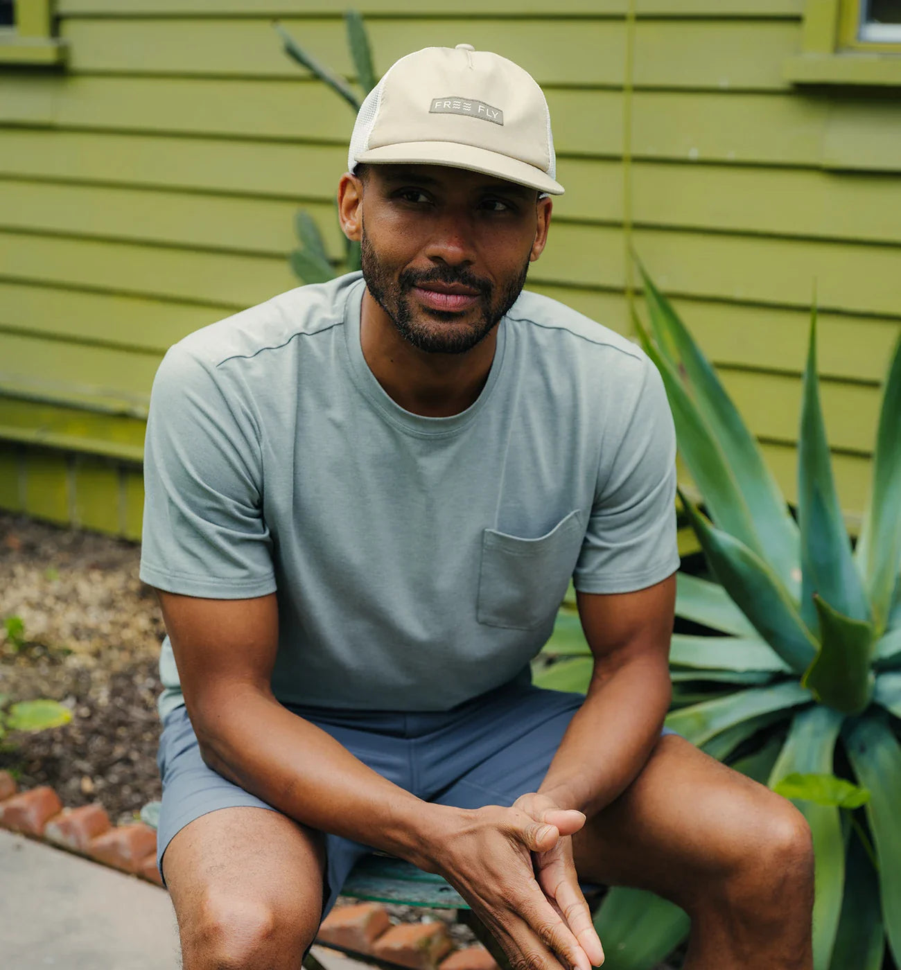 Free Fly Men's Bamboo Flex Pocket Tee - heather Agave Green