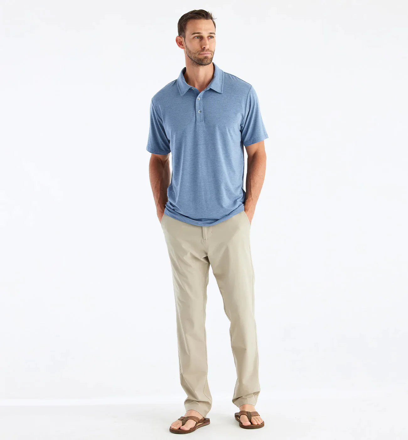 Free Fly Men's Bamboo Flex Polo - Heather Deepwater