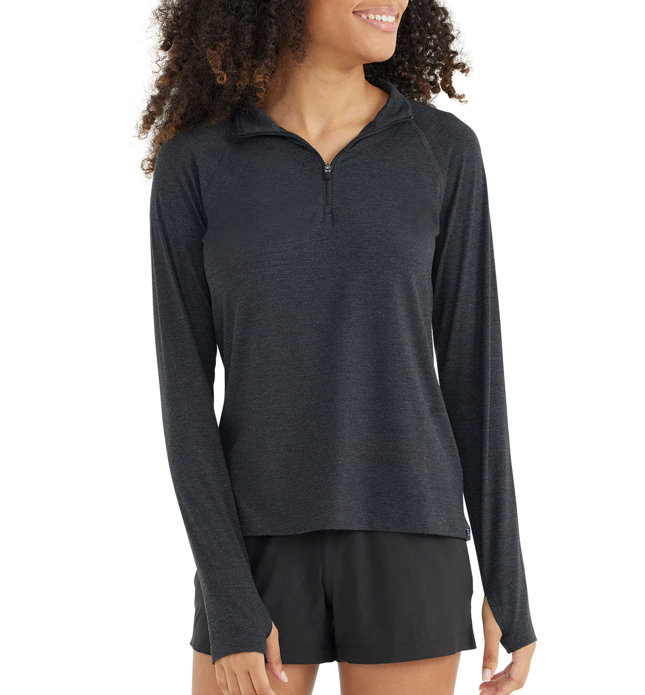 Free Fly Women's Bamboo Flex Quarter Zip - Heather Black