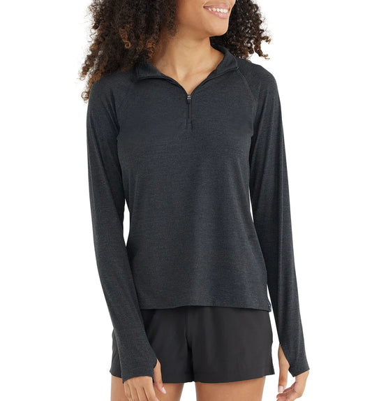 Free Fly Women's Bamboo Flex Quarter Zip - Heather Black