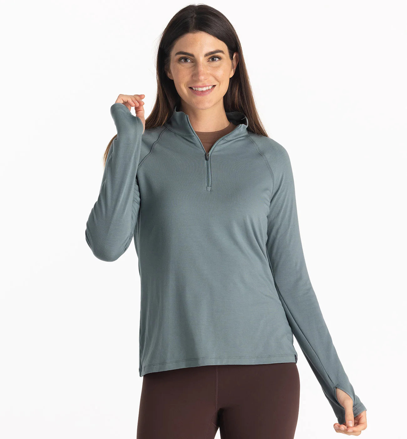 Free Fly Women's Bamboo Flex Quarter Zip - Stormy Sea