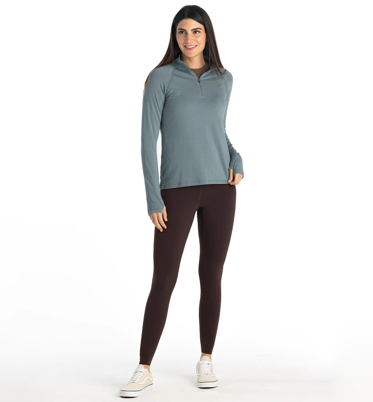 Free Fly Women's Bamboo Flex Quarter Zip - Stormy Sea