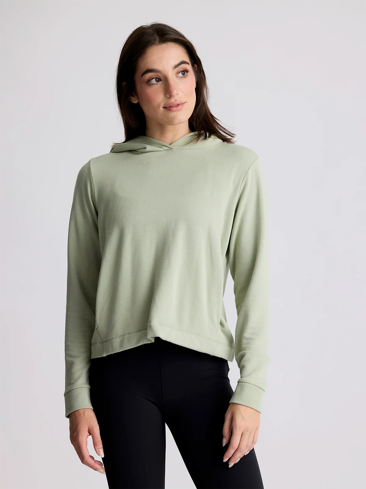 Free Fly Women's Bamboo Lightweight Fleece Cropped Hoodie - Desert Sage