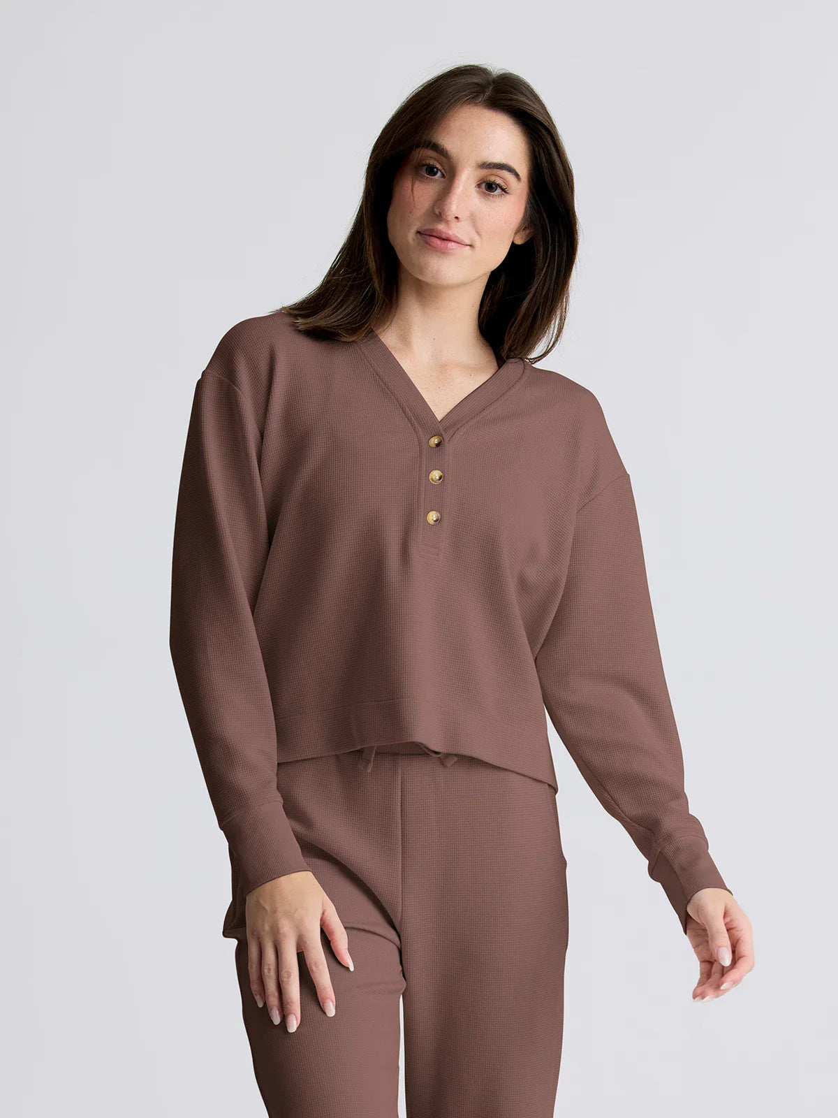 Free Fly Women's Waffle Long Sleeve Henley - Fig