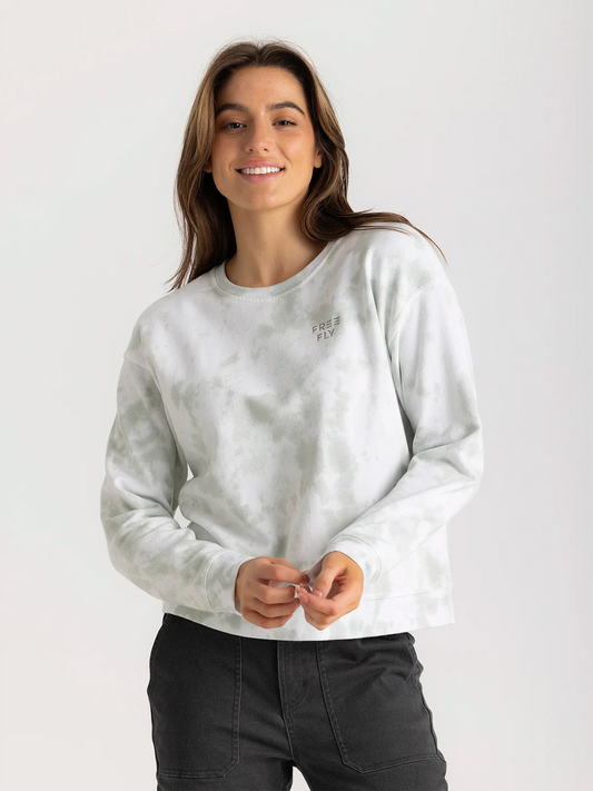 Free Fly Women's Embroidered Logo Fleece Crew - Tie Dye