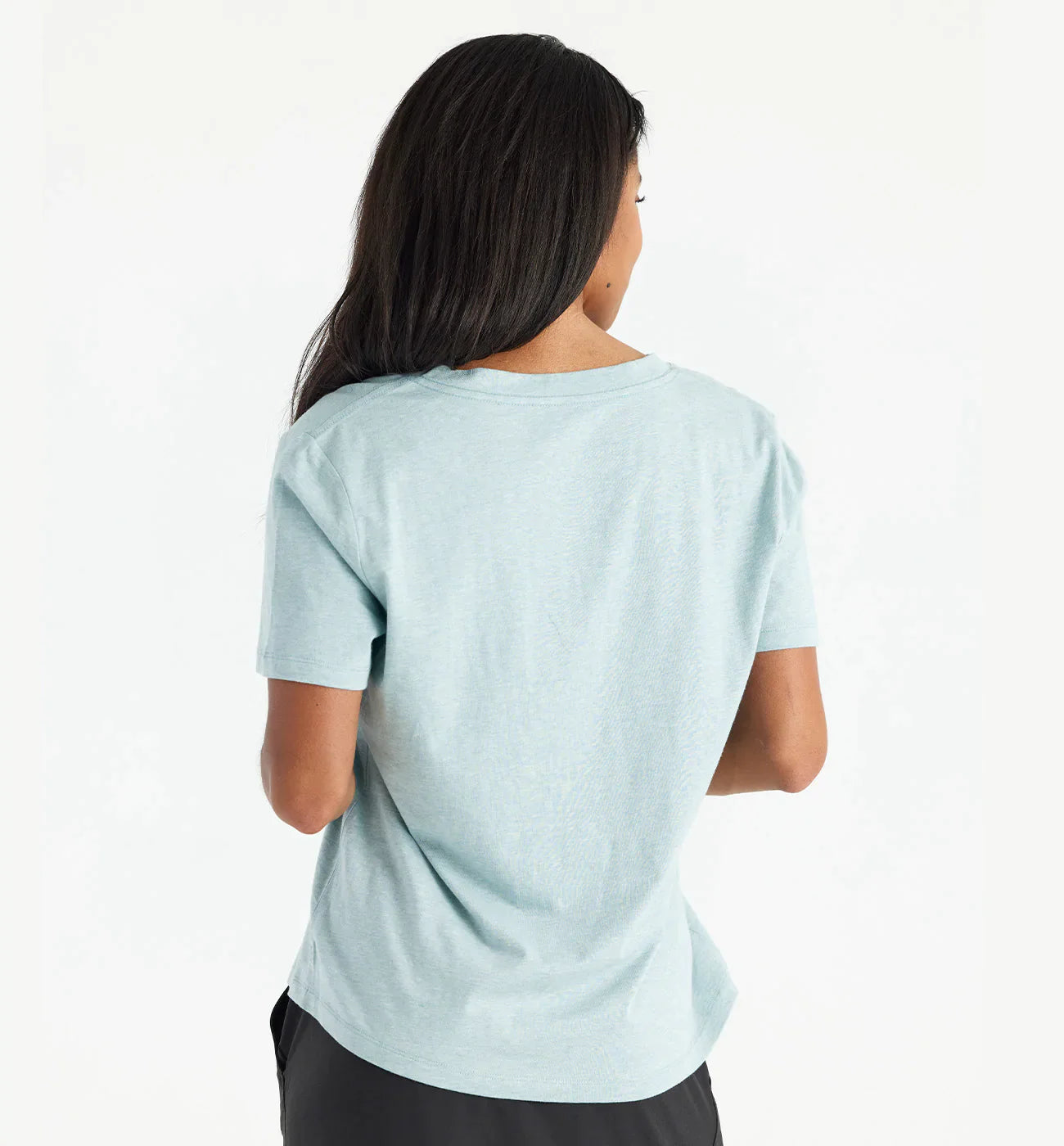 Free Fly Women's Bamboo Heritage V Neck Tee - Heather Ocean Mist