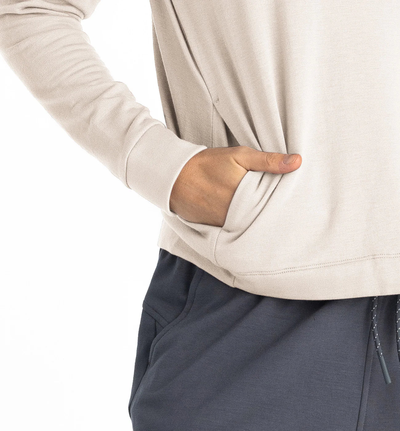 Free Fly Women's Bamboo Lightweight Fleece Cropped Hoodie - Stone