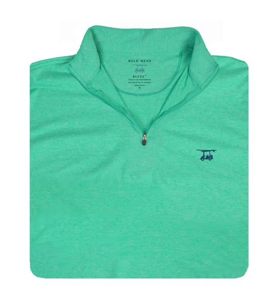 Bald Head Blues Ocean View Quarter Zip- Heather Mint Leaf