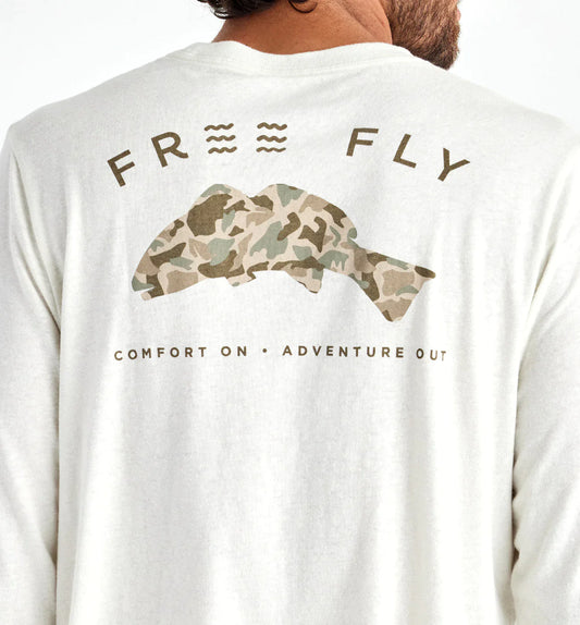 Free Fly Redfish Camo Long Sleeve - Heather Oyster