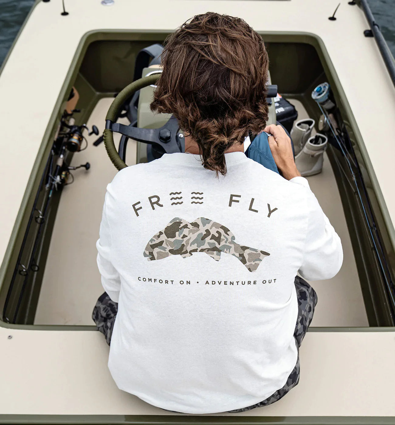 Free Fly Redfish Camo Long Sleeve - Heather Oyster