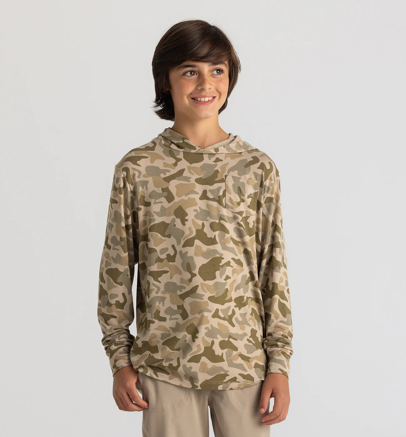Free Fly Youth Bamboo Shade Hoodie - Barrier Island Camo