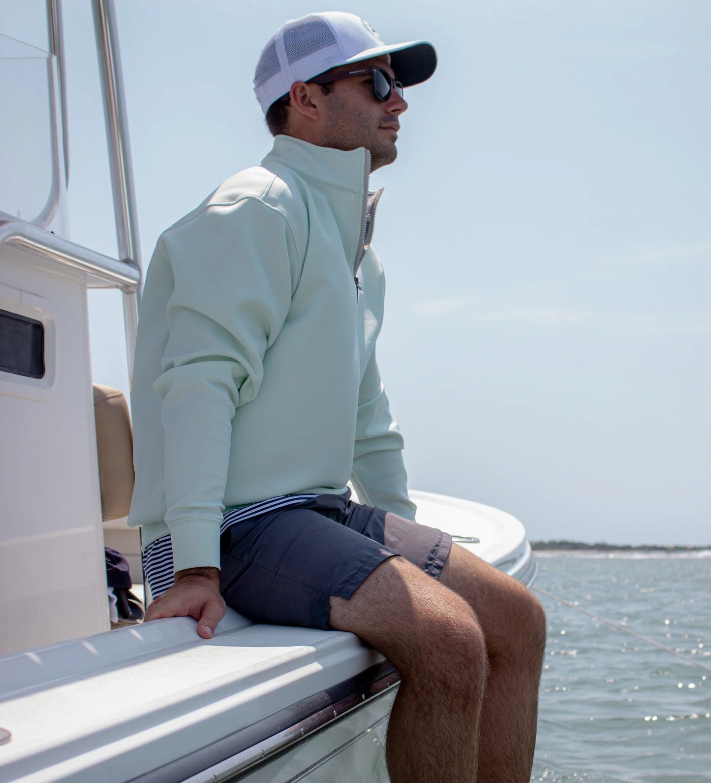Bald Head Blues Dogwood Quarter Zip - Solid Seaglass