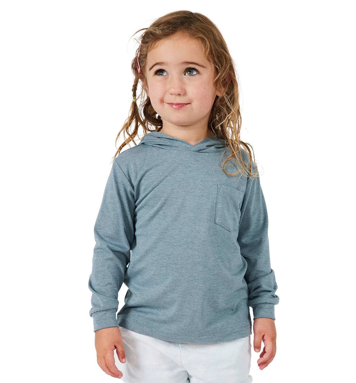 Free Fly Toddler Bamboo Crossover Hoodie - Heather Blue Current