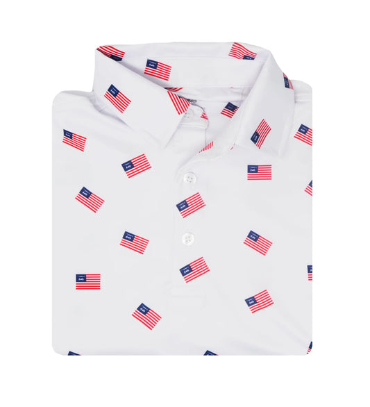 Albatross Polo - White USA Flags