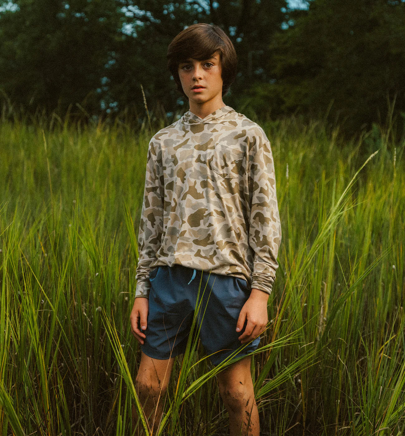 Free Fly Youth Bamboo Shade Hoodie - Barrier Island Camo