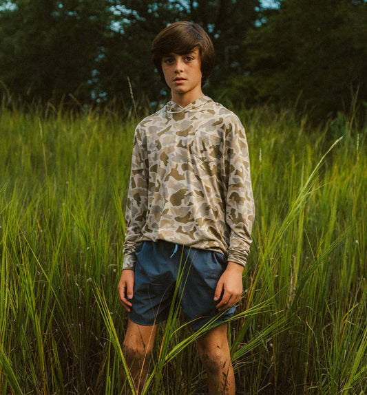 Free Fly Youth Bamboo Shade Hoodie - Barrier Island Camo