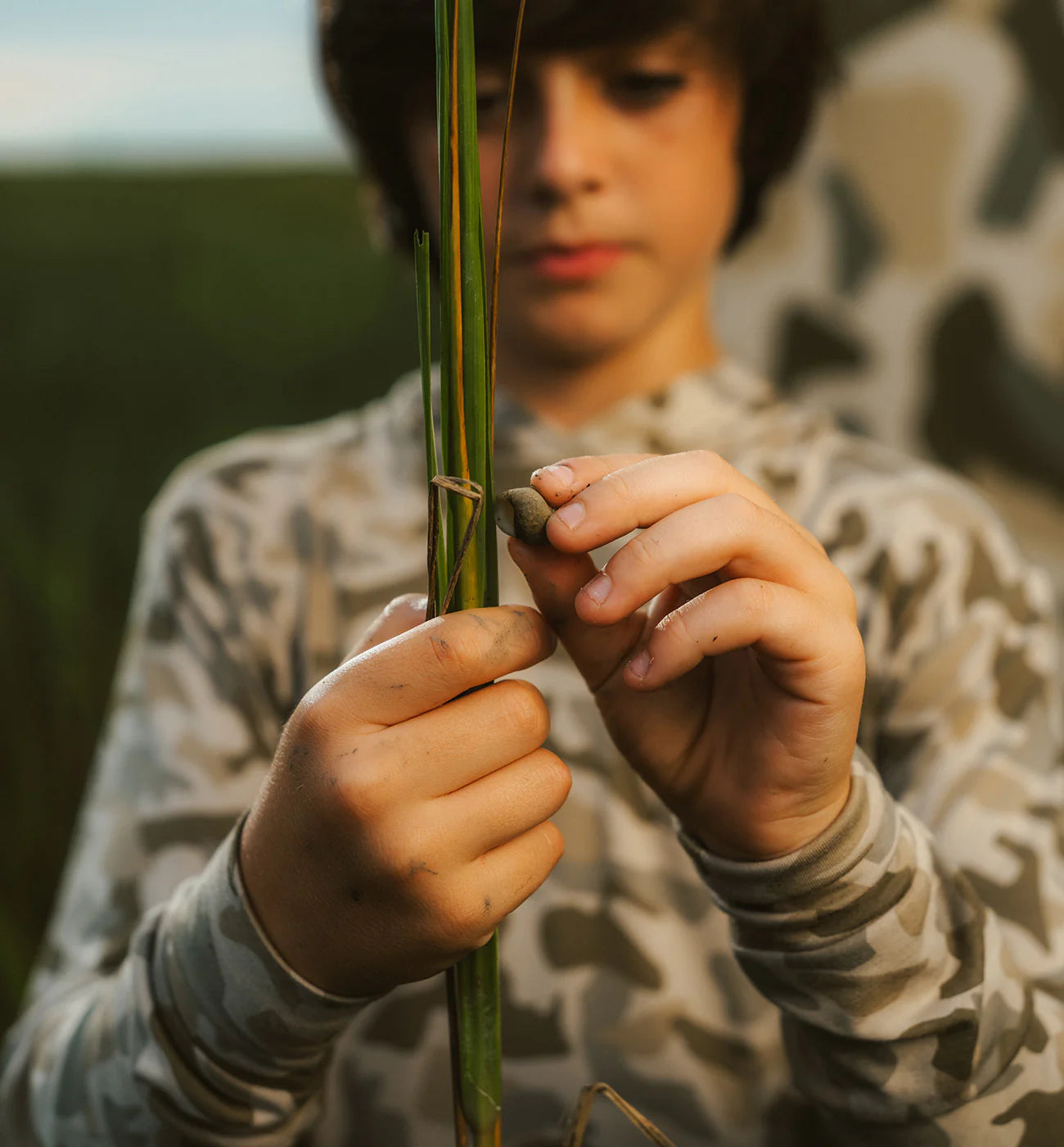 Free Fly Youth Bamboo Shade Hoodie - Barrier Island Camo
