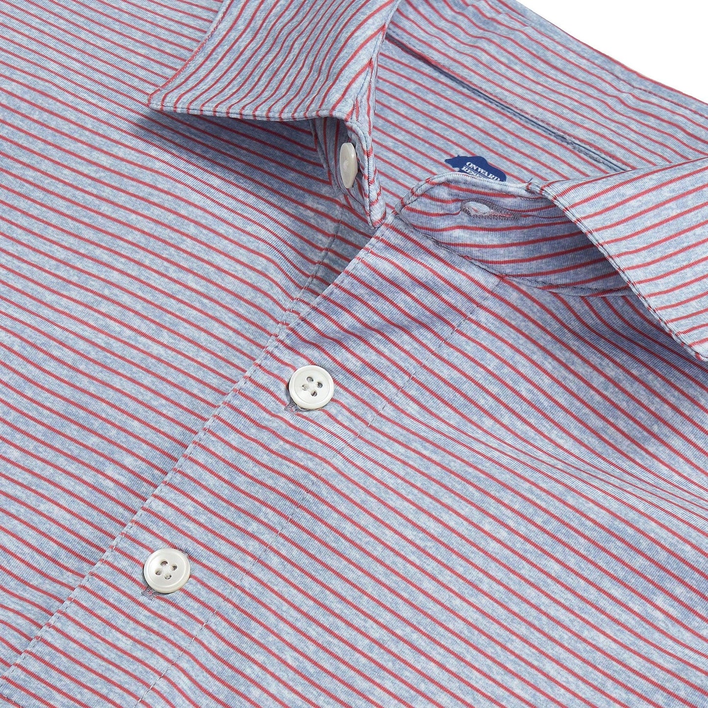 Onward Reserve Birdie Stripe Performance Polo - Mineral Red
