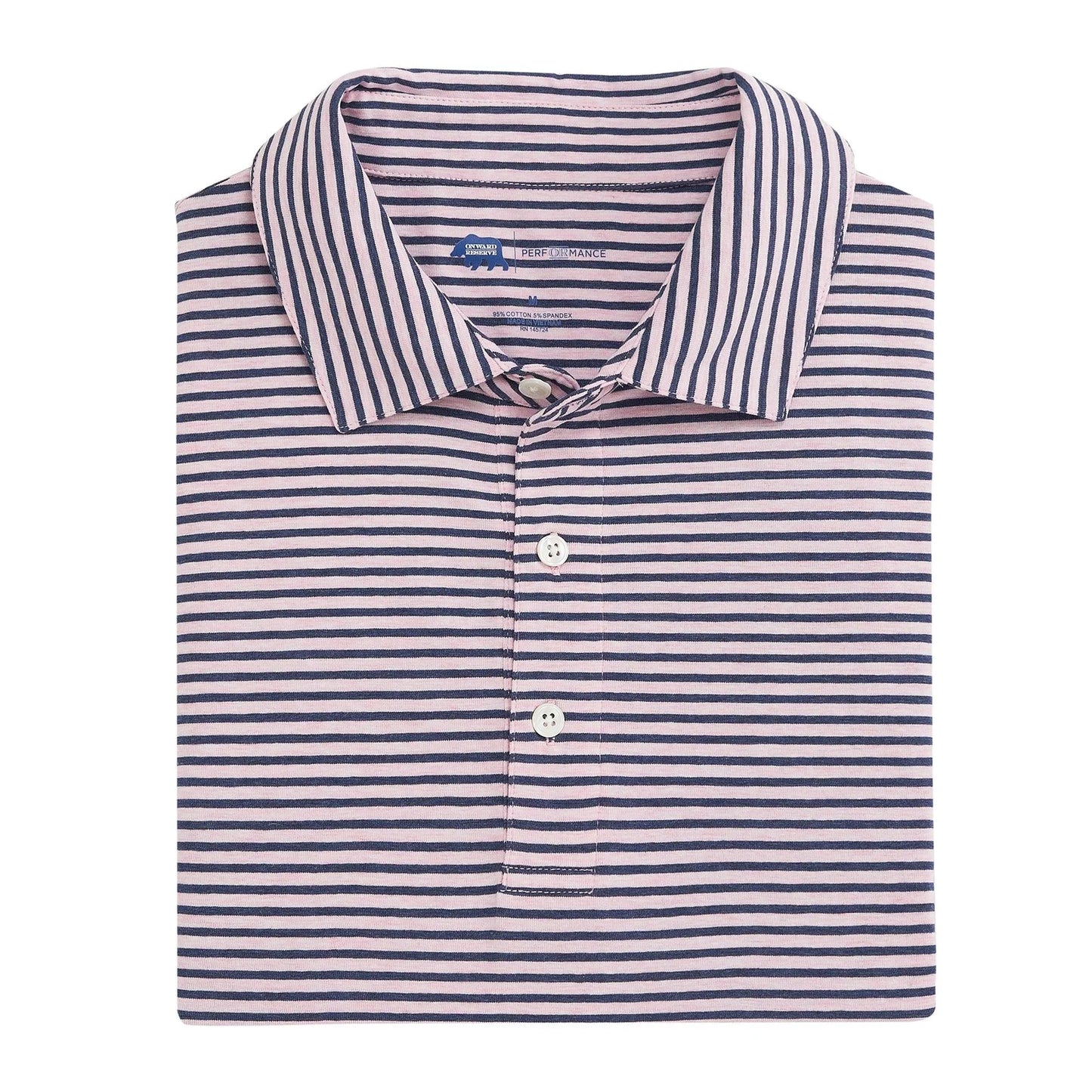 Onward Reserve Row Stripe Icon Polo - Cabana Pink