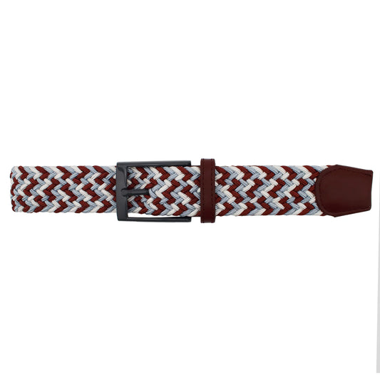 Dibi Elastic Braided Belt - Maroon Silver White