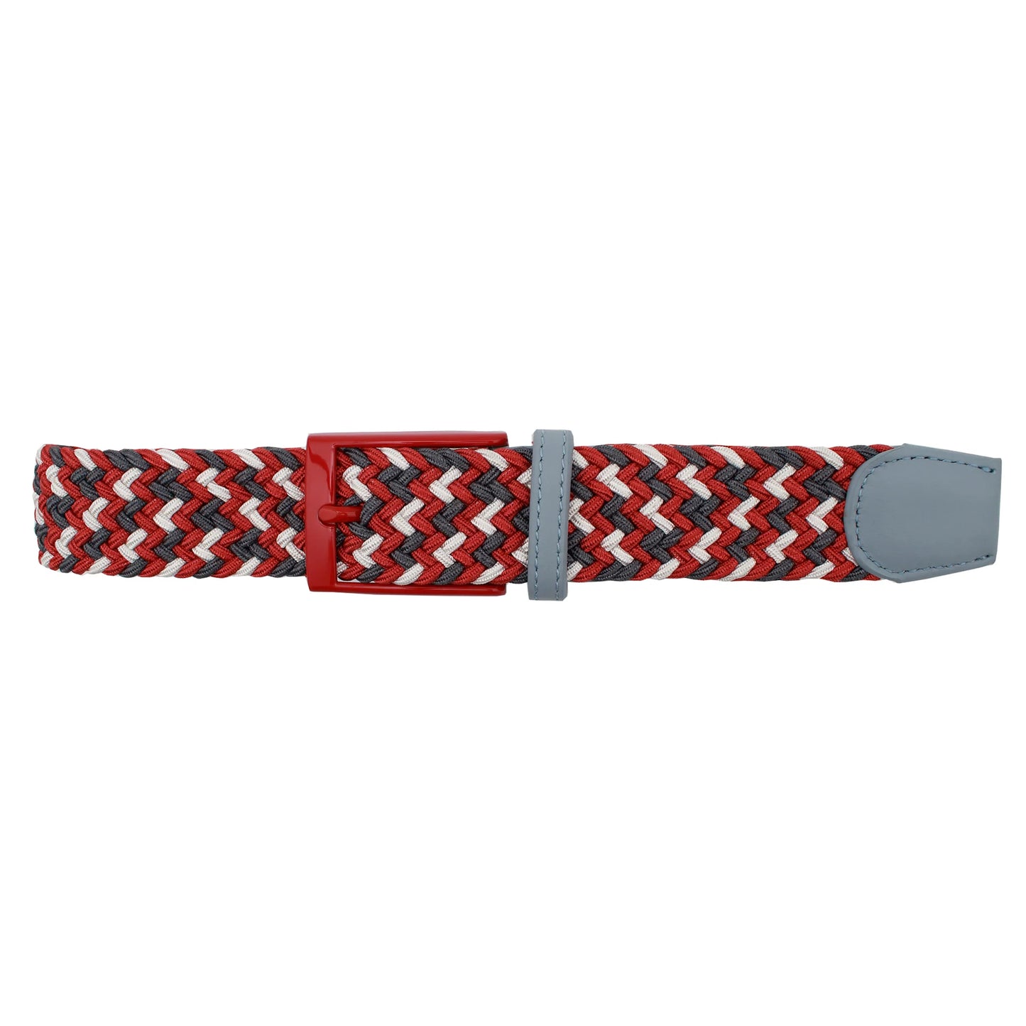Dibi Elastic Braided Belt - Red Grey White