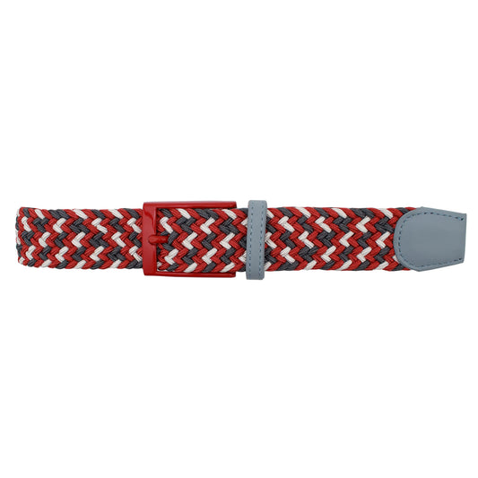 Dibi Elastic Braided Belt - Red Grey White