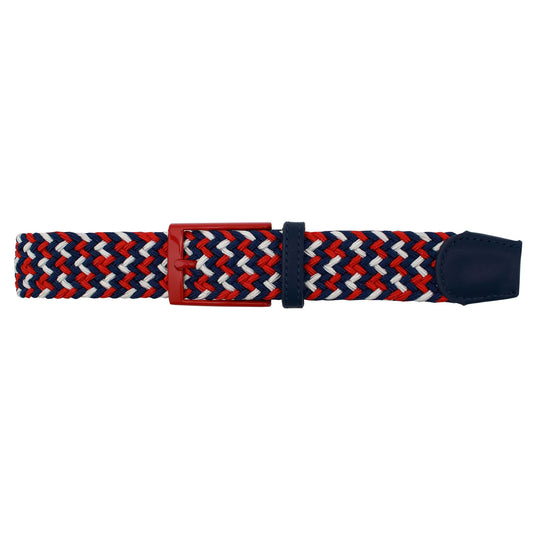 Dibi Elastic Braided Belt - Red White Blue