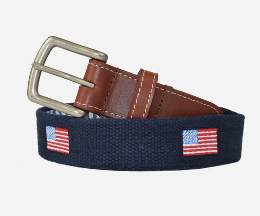 J.T. Spencer American Flag Embroidered Belt - Patriot Navy