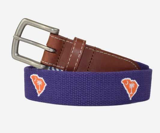 J.T. Spencer South Carolina Tailgate Embroidered Belt - Purple & Orange