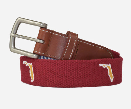 J.T. Spencer Florida Tailgate Embroidered Belt - Garnet