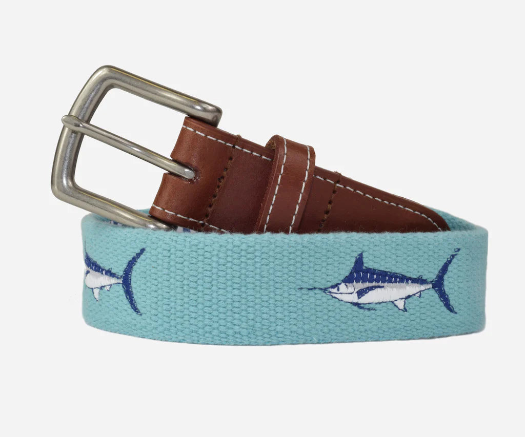 JT Spencer Marlin Needlepoint Belt - Nile Blue