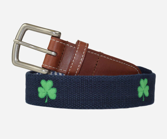 J.T. Spencer Shamrock Embroidered Belt - Patriot Navy