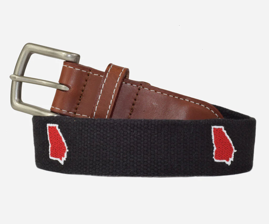 J.T. Spencer Georgia Tailgate Needlepoint Belt - Black