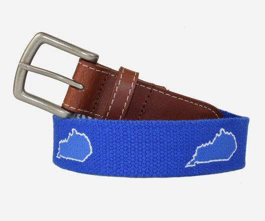 J.T. Spencer Kentucky Tailgate Embroidered Belt - Blue & White