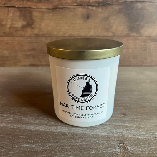 White Glass With Gold Lid | Maritime Forest 11 oz.