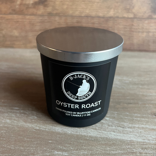 Oyster Roast 11 0z Black glass w/ Silver lid