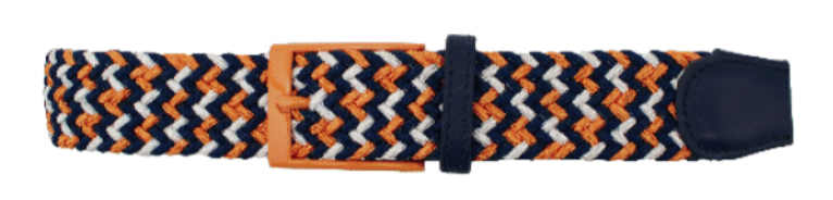 Dibi Elastic Braided Belt - Orange Navy White