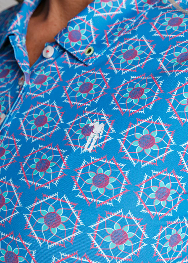 William Murray SANDY TILES POLO DRESS - Blue