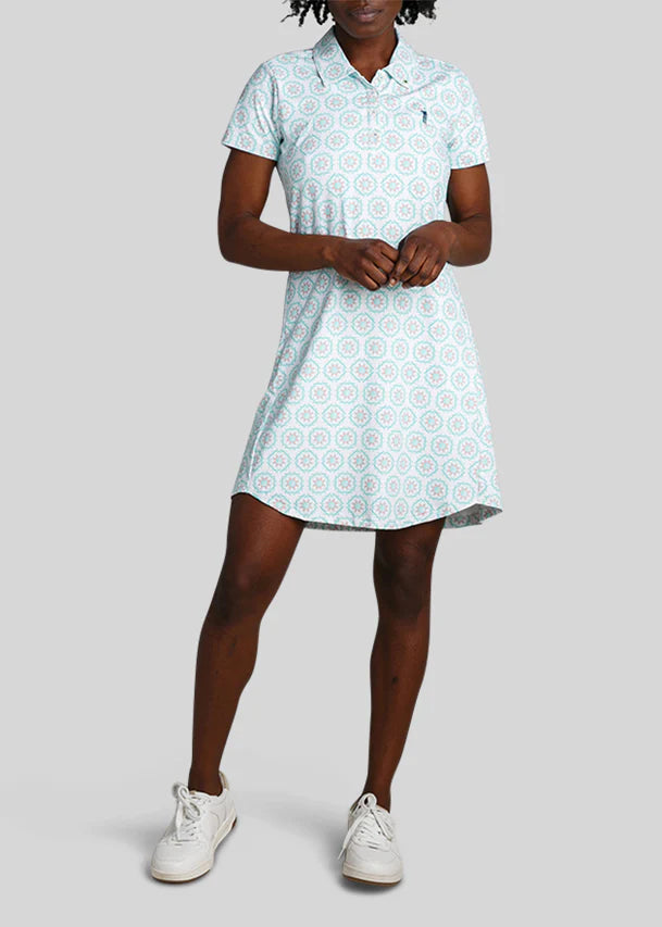 William Murray SANDY TILES POLO DRESS - White