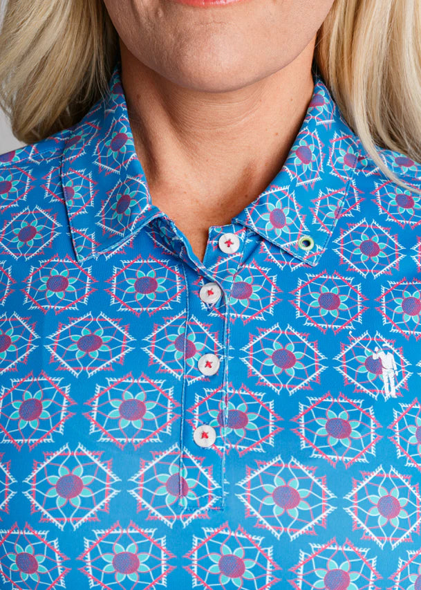 William Murray SANDY TILES A-LINE SLEEVELESS POLO - Blue