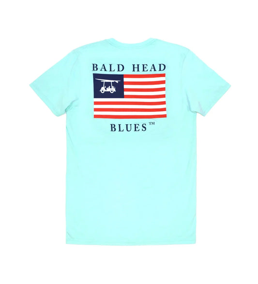 Bald Head Blues Island Tee - Youth Short Sleeve USA Flag - Aqua