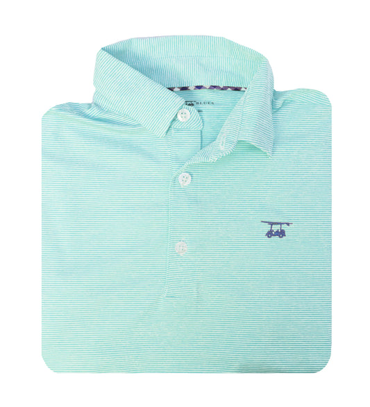 Bald Head Blues Albatross Polo - Aruba Heather/White Mircostrips