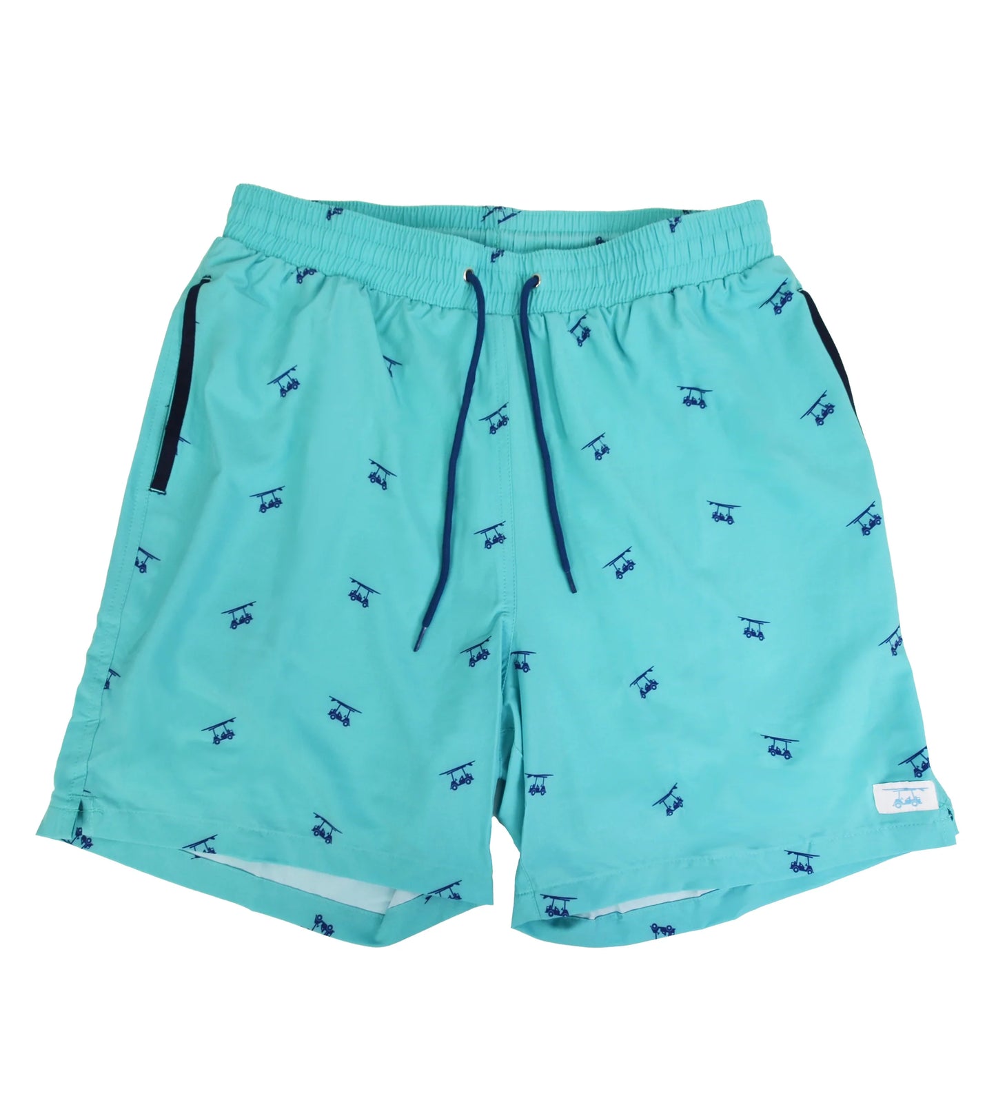 Bald Head Blues Aruba with Navy Golf Carts Swim Trunks