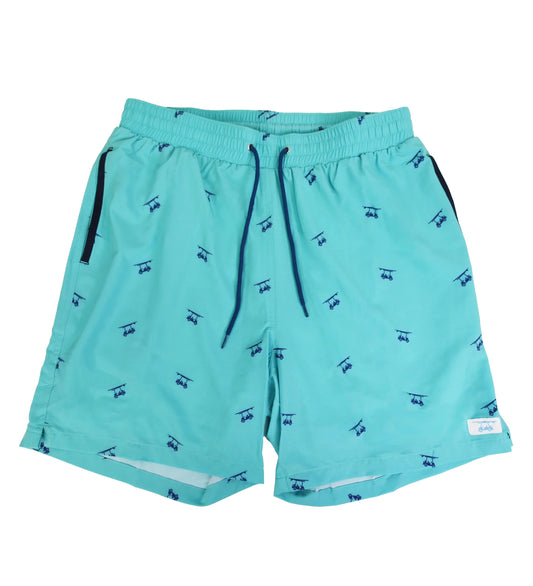 Bald Head Blues Aruba with Navy Golf Carts Swim Trunks