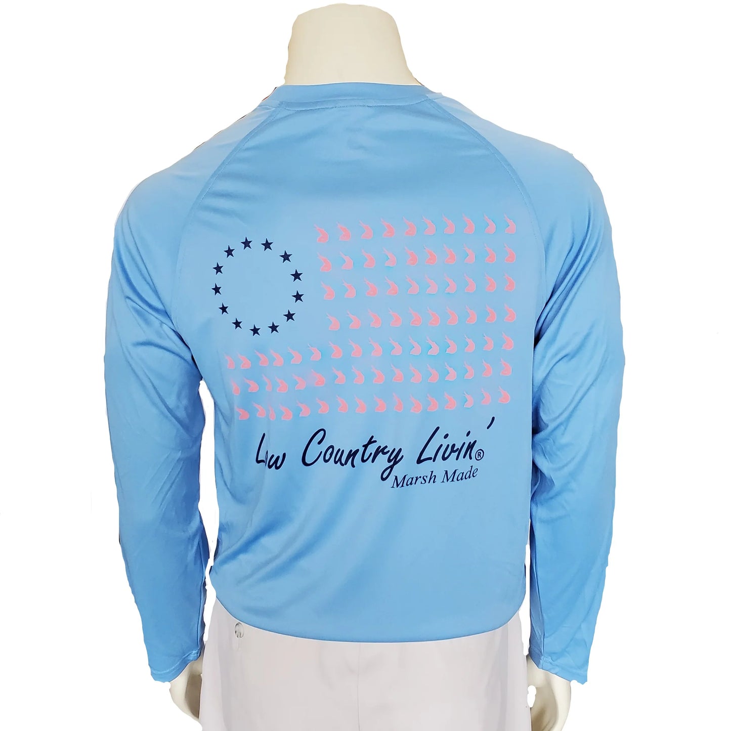 Low Country Livin' Fishing Shirt Betsy Ross L/S SPF 50 - Blue Mist