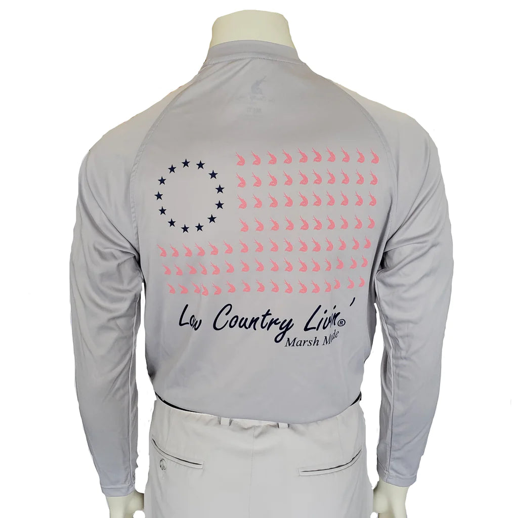 Low Country Livin' Fishing Shirt Betsy Ross L/S SPF 50 - Aluminum
